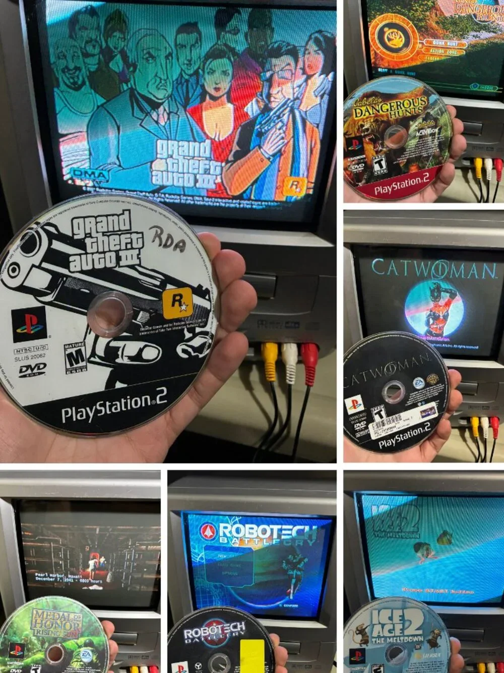 PS2 Game Lot of 6 GTA III Catwoman Robotech Medal of Honor Ice Age 2 Cabelas